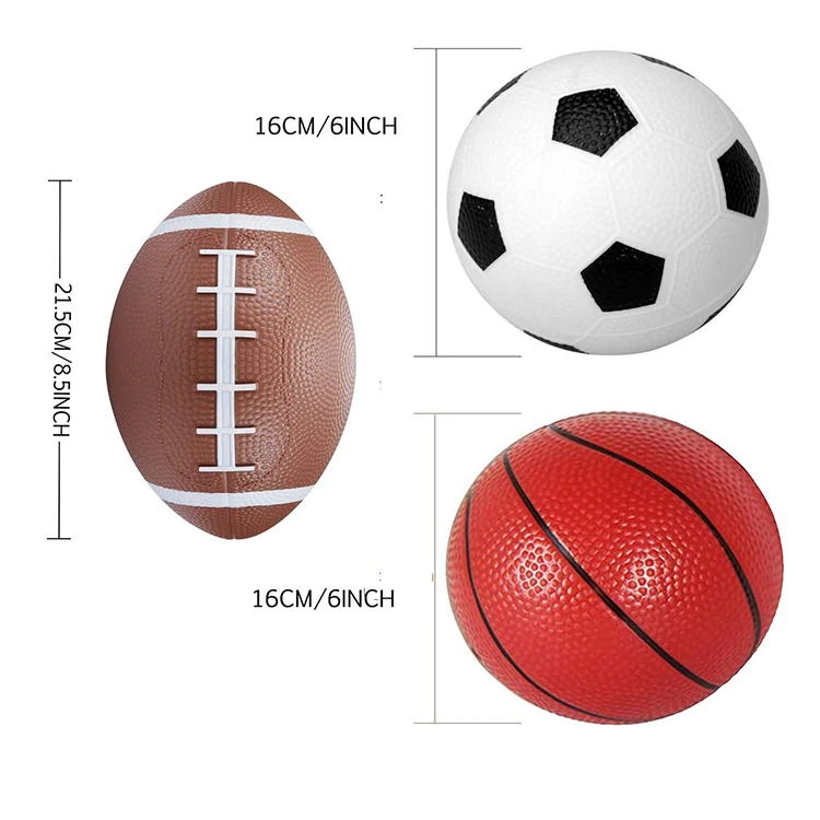 Popular Soft Toy Stress Ball Kids Toys Soccer Rugby Ball Basketball Football 3in1 Sets