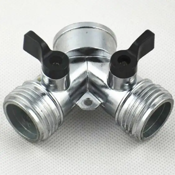 Zinc Y Connector with Valve Garden Water Tap Hose Spliter for Irrigation