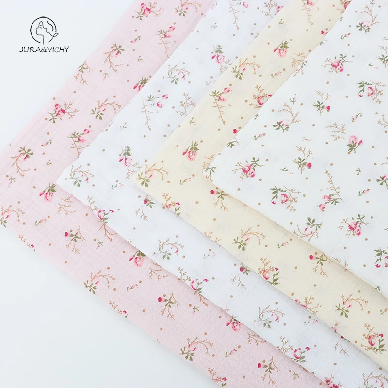 sunflower  print   100% Cotton  muslin gauze  crepe fabric for swaddle