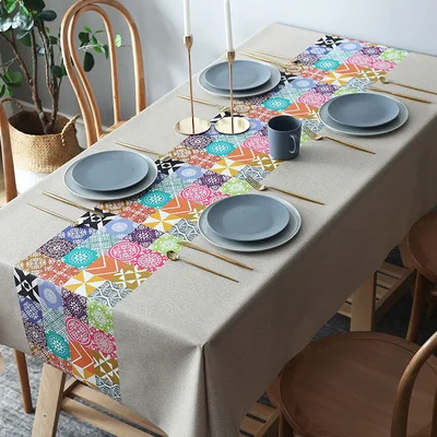 
Soft Custom Size Clean Ethnic Style Design Waterproof And Oil-proof Party Table Cloth Printed Table Cloth 