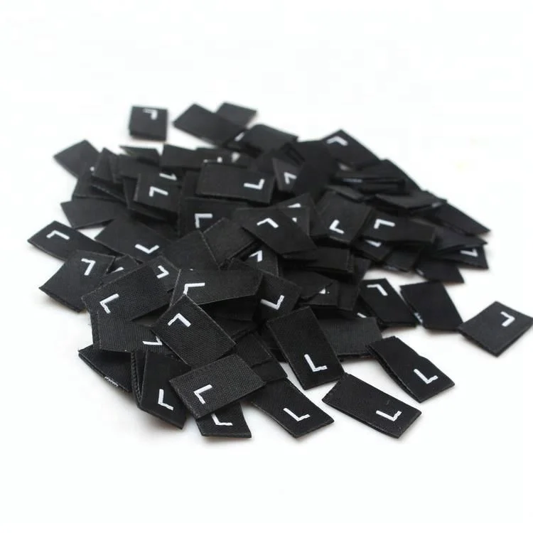 Wholesale In Stock Non Logo Centerfold Black Color 100%Polyester Woven Size Label Tag For Tops
