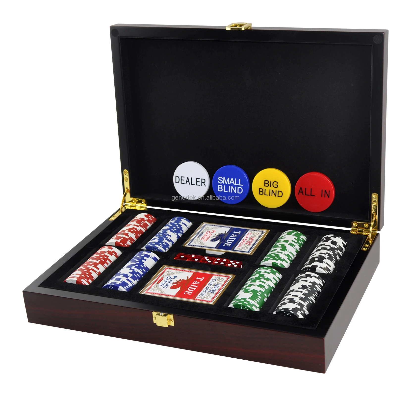 Wooden case 200 piece Poker Set Cherry Wood