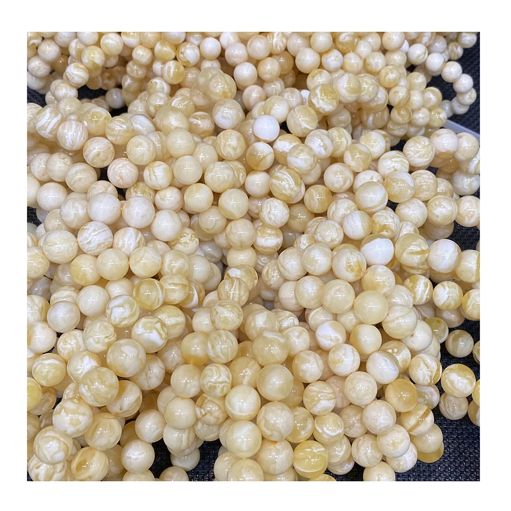 Натуральный Балтийский русский высококачественный белый тигровый шкур Круглый бисер Янтарный мусульманский Розарий Янтарный розарий