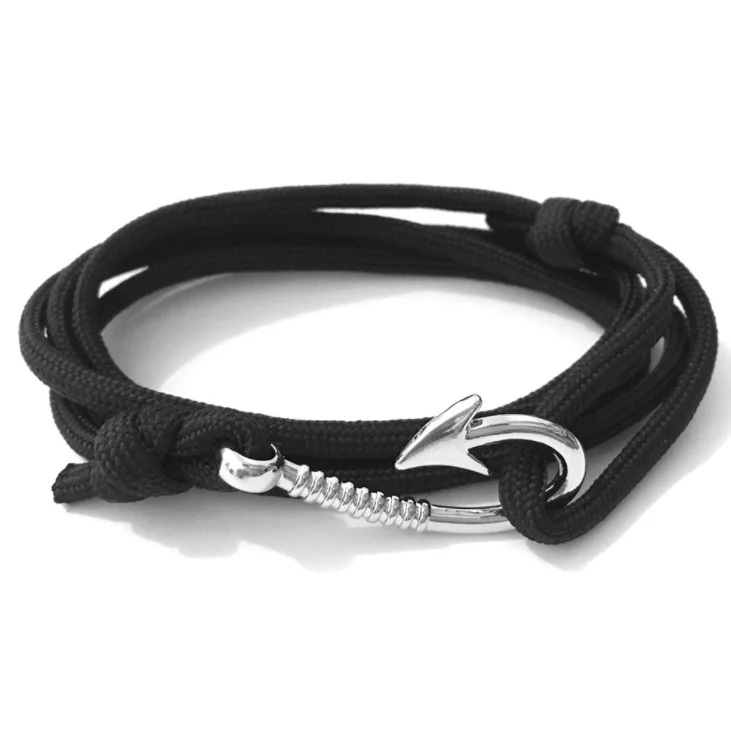 Hot Sale Handmade Adjustable Metal Fish Hook Bracelet for Men