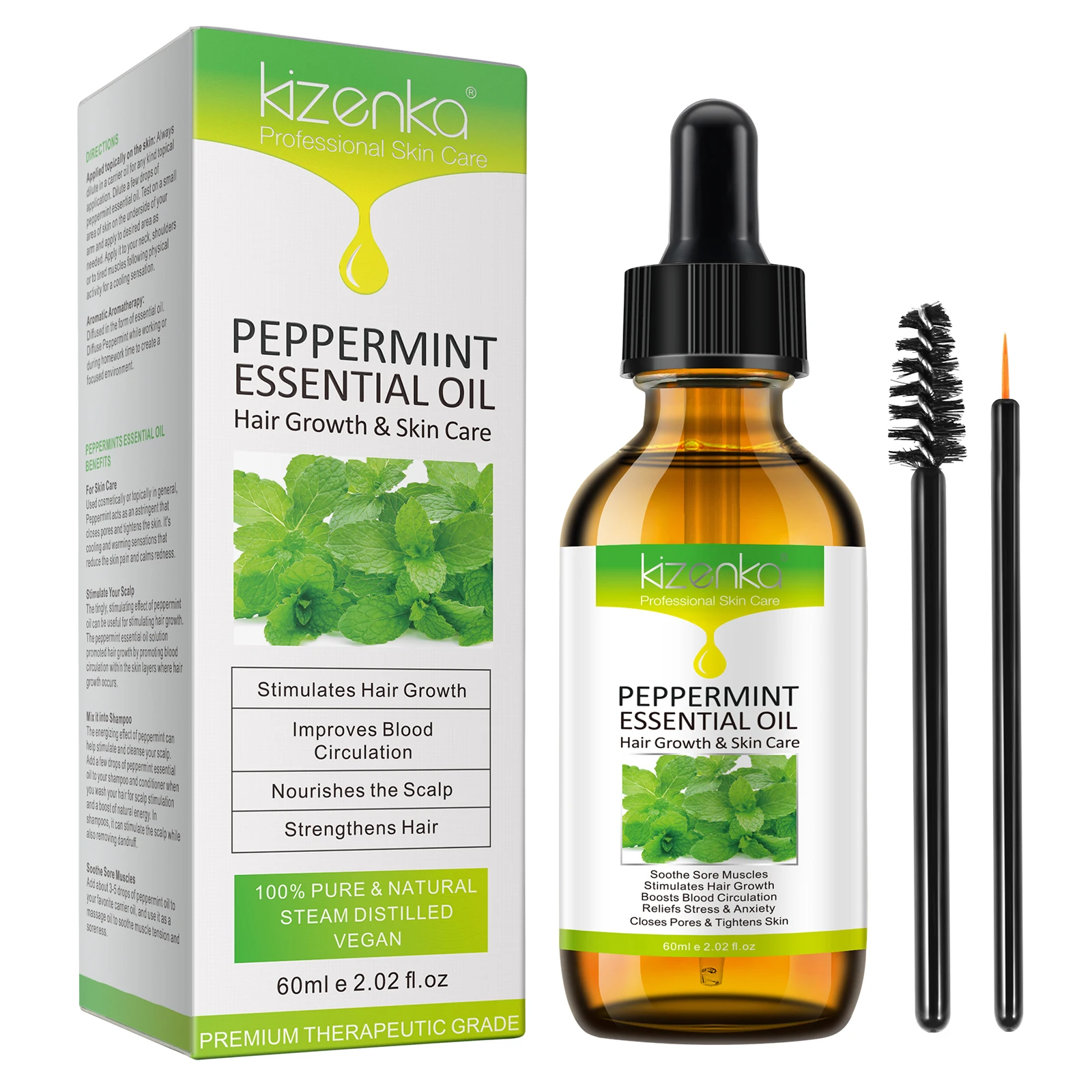 Kizenka Peppermint Essential Oil 100% Natural Therapeutic Grade Premium Quality Peppermint Oil for Aromatherapy and Relaxation
