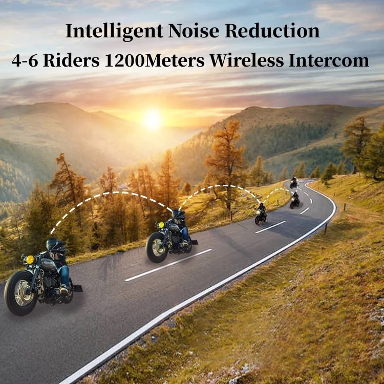HXKK HX-T1 Waterproof IP67 6 People 1KM Motorcycle BT Helmet Intercom Headset Walkie Talkie Headset
