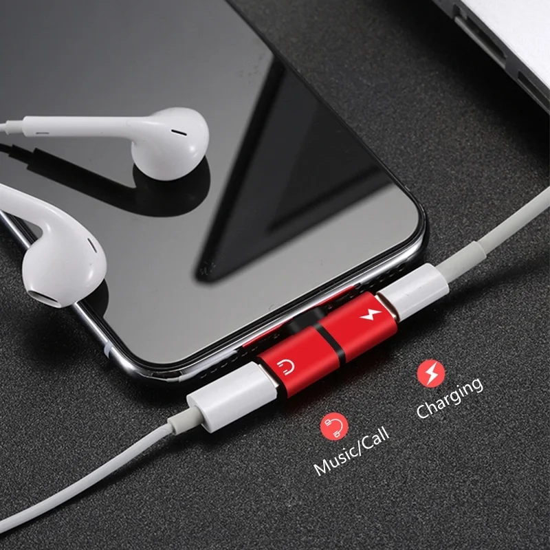 Support call Charging 2 in 1 aux headphone adapter for lighting 8pin Headphone adapter splitter for iphone 7/8/X/11 12 13