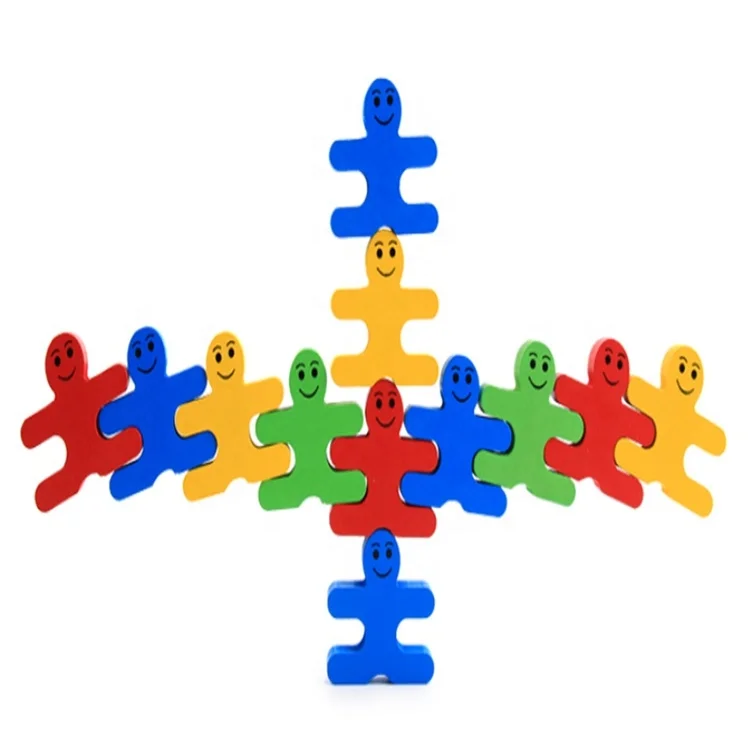 Custom Smile Balance Beam Cartoon Balance Villain Building Blocks Wooden Balance Toy Game