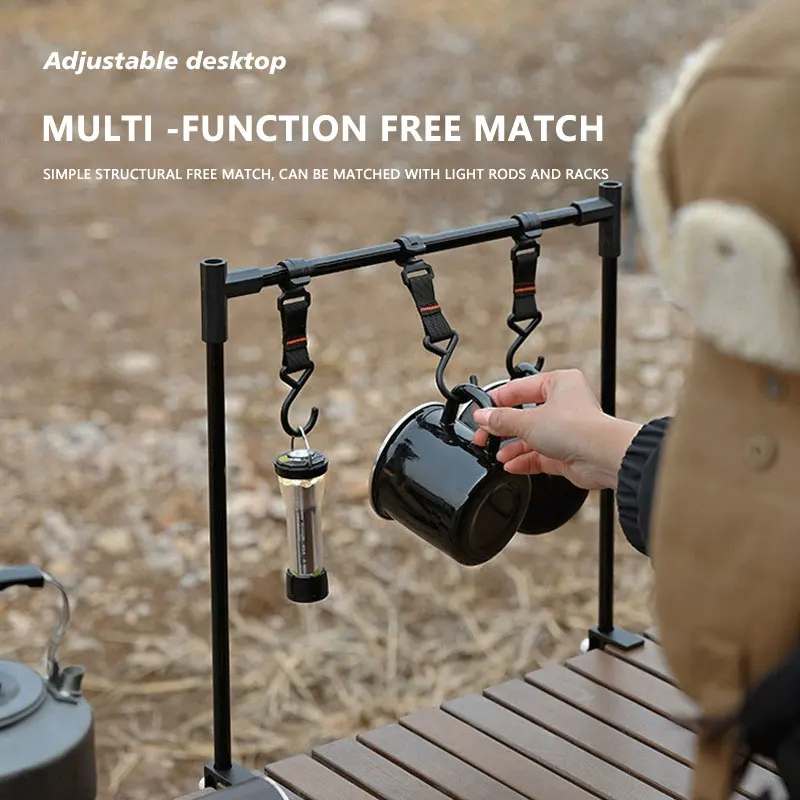 Outdoor Camping Aluminium Alloy Folding Tableware Hanging Rack Portable DIY Adjustable Multifunctional Desktop Lamp Holder