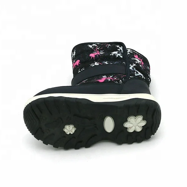 Wholesale Fashion Padded Nylon Sika Deer Printed Upper Girl Kids Winter Boots