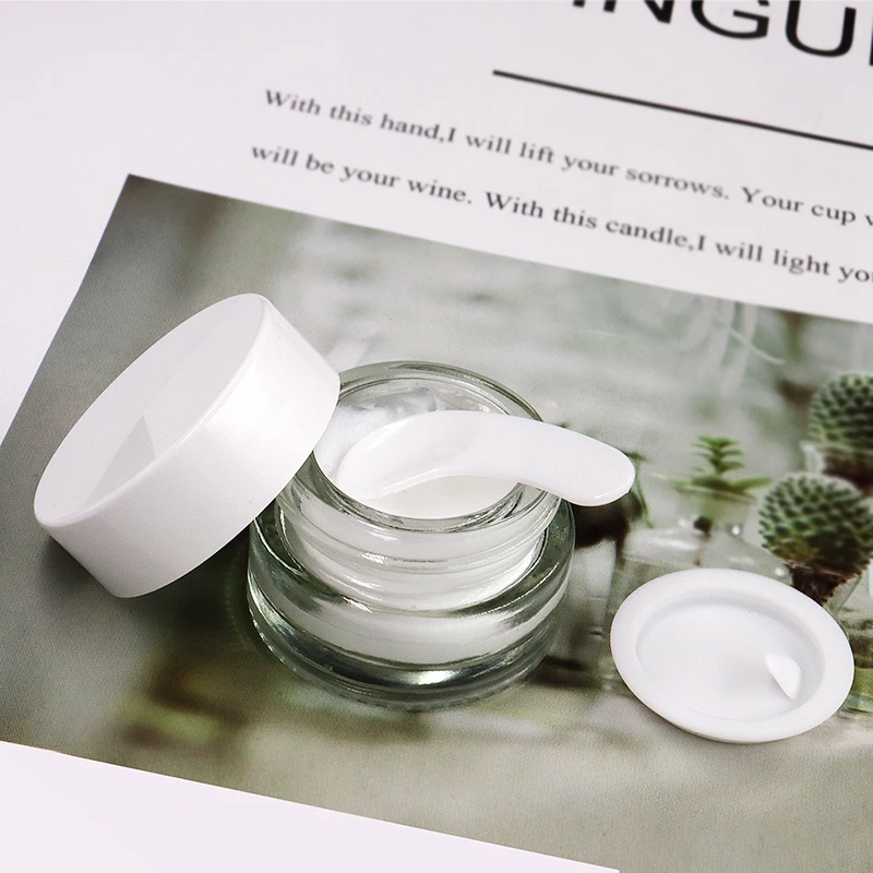 Fancy custom mini 5ml 10ml 15ml clear glass lip balm containers cosmetic cream jars 5g 10g 0.5oz skincare jar with lid