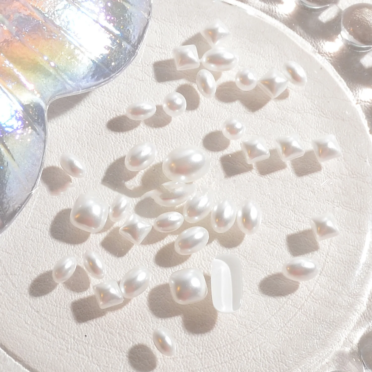 Beauty Nail Art Accessories High Bright Nail Flat Pearl Round Mixed Colorful DIY Jewelry For Nail Art Decoration