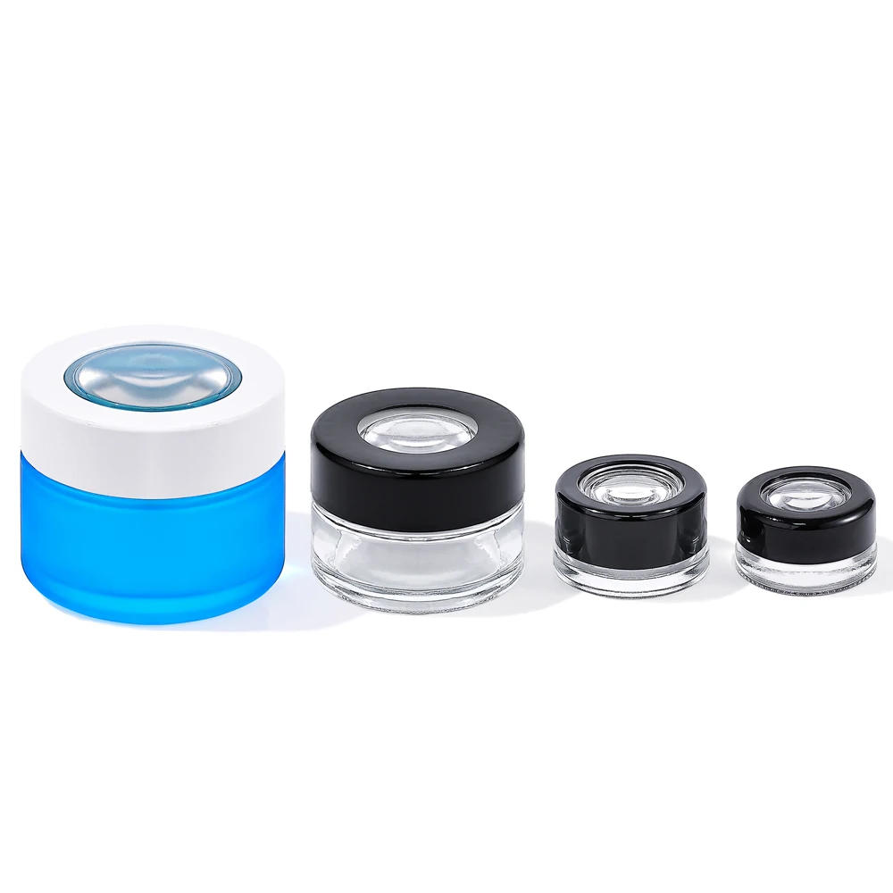 Child Resistant Glass Jars With Magnifying Lids For Top-shelf Dry Flower Display Airtight Smell Proof Container Jar Bottles