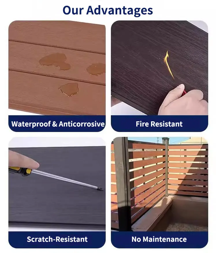 Looking Decorative WPC Fencing with Aluminum Customized Plastic Garden Fence System Waterproof