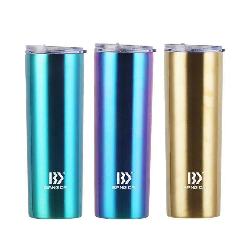 Wholesale 16oz 22oz Straight 2 Lids Stainless Steel Insulated Vacuum Drinkers Cups Coffee Tumbler