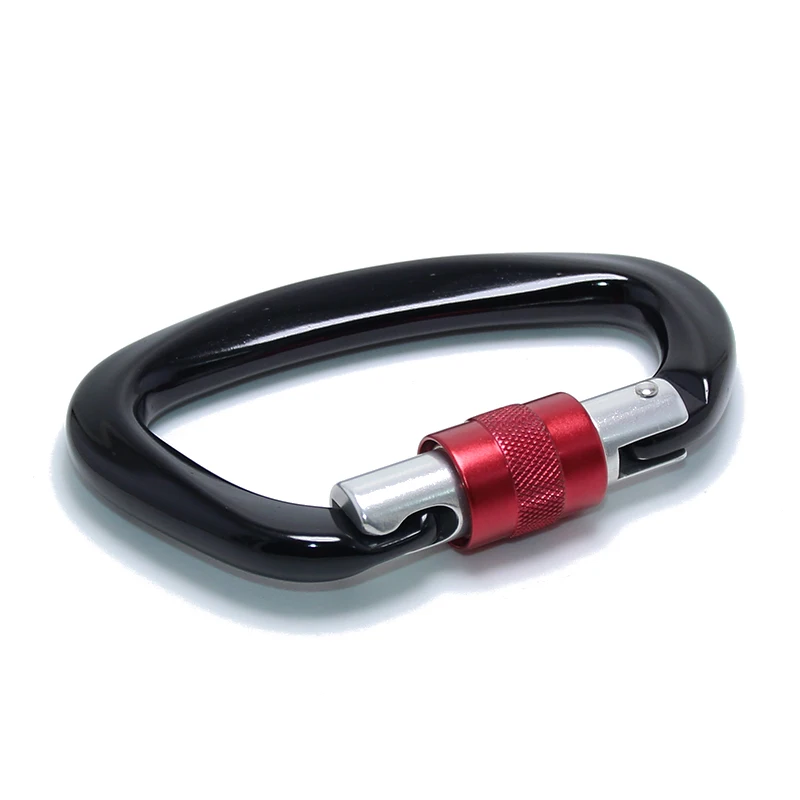 
25KN Professional Climbing Carabiner D Shape 7075 Aviation Aluminum Safe Lock Outdoor Multi Tool Swivel Carabiner For Dog Leash 
