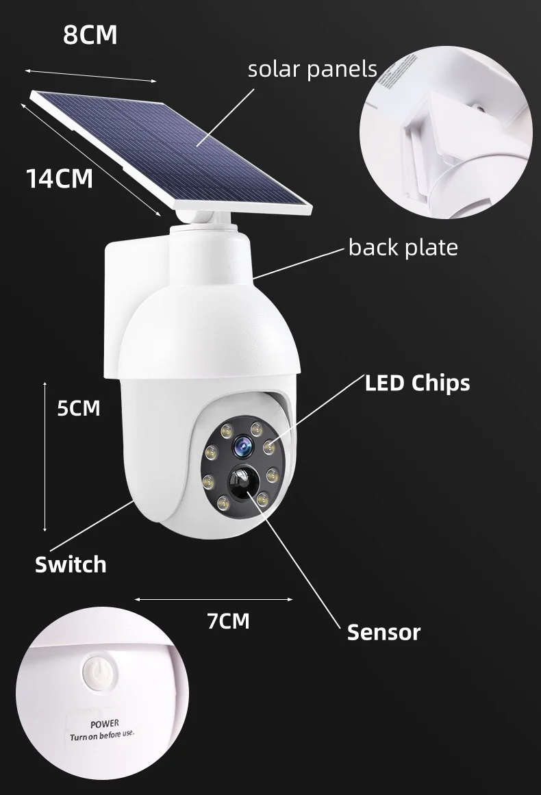 Wi-Fi Солнечная камера система безопасности беспроводная наружная CCTV PTZ
