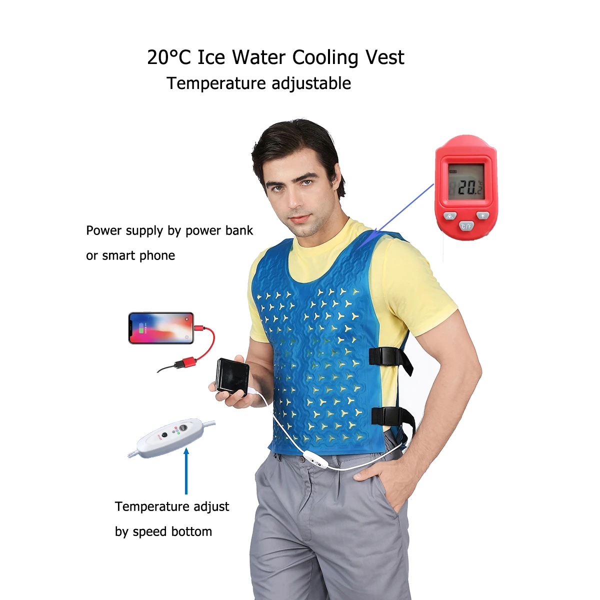 New Invented 20 Degree Celsius Breathable & Dry Ice Water Cooling Vest Light