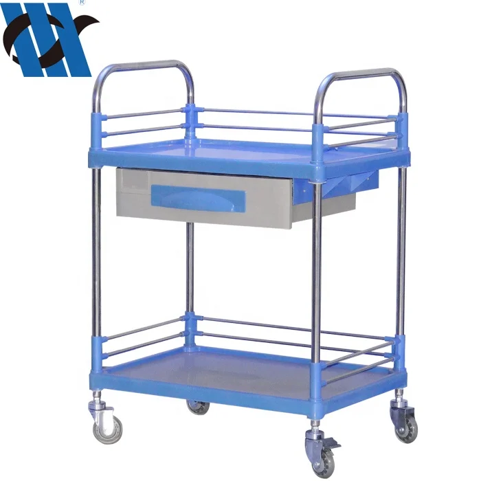 BDT206P Youngcoln Available in 10days Cheap Hospital Trolley Stainless Steel 2 Layers with Drawer Treatment Trolley