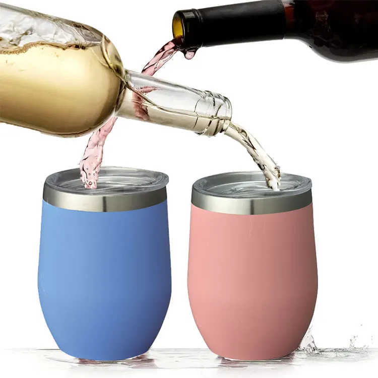 Custom logo egg shape mug beer 12oz glitter stainless steel wine tumbler