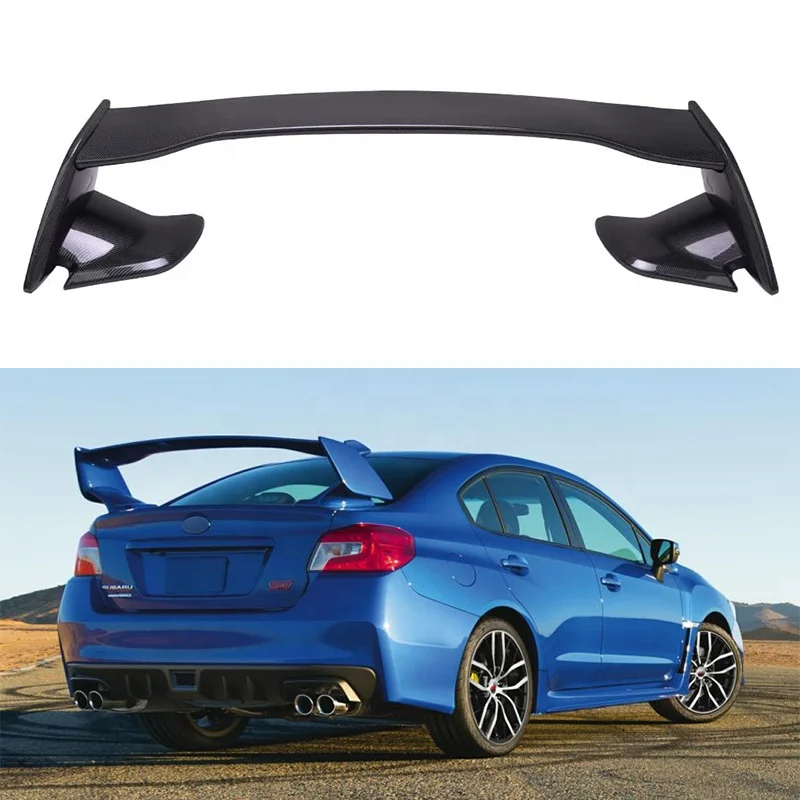 Kingcher Painted Glossy Carbon Fiber Wing Spoiler Rear Spoiler Fit for Subaru WRX STI 2015-2019