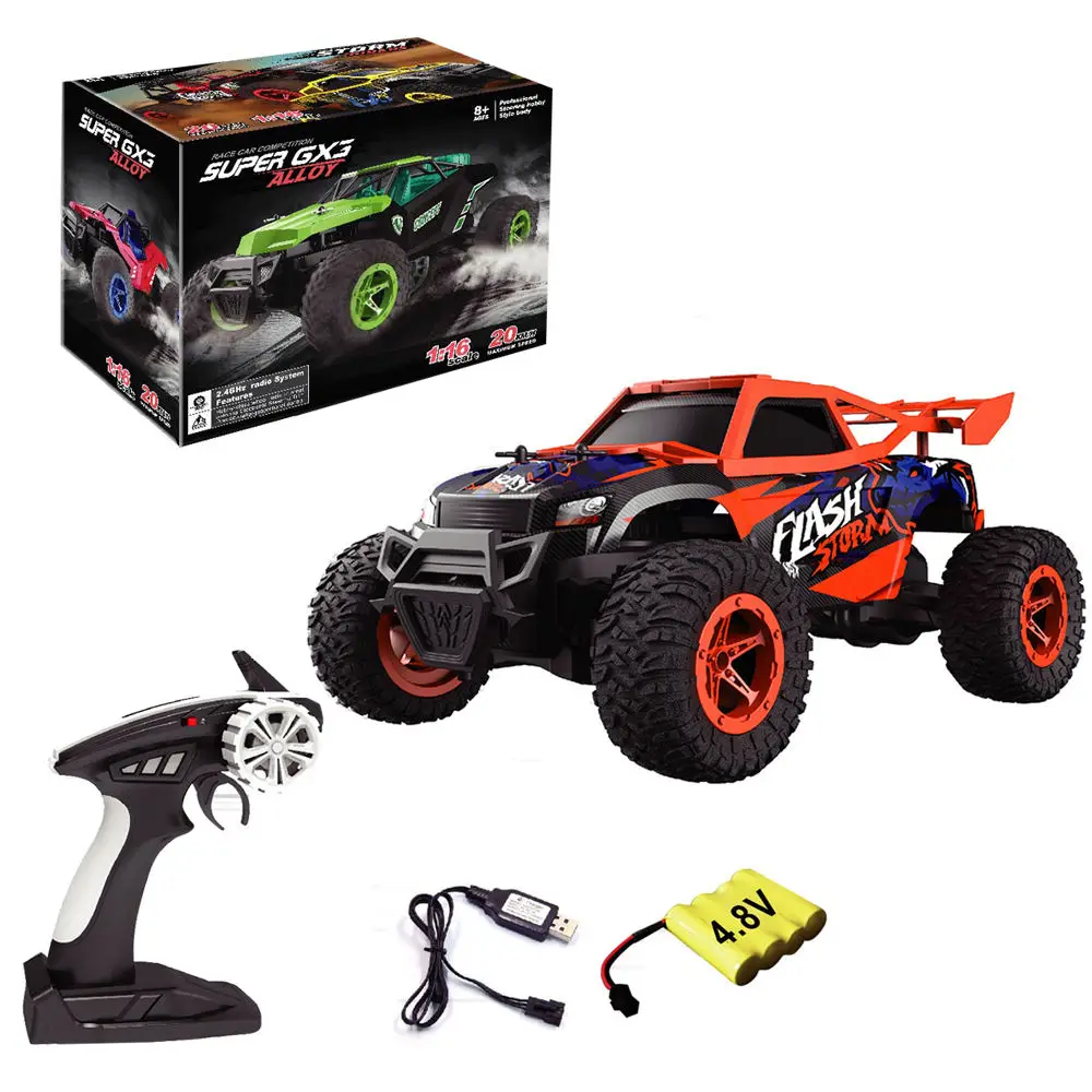 20 км/ч высокоскоростной ПВХ пластиковый монстр грузовик внедорожный Багги 1/16 Радиоуправляемый автомобиль