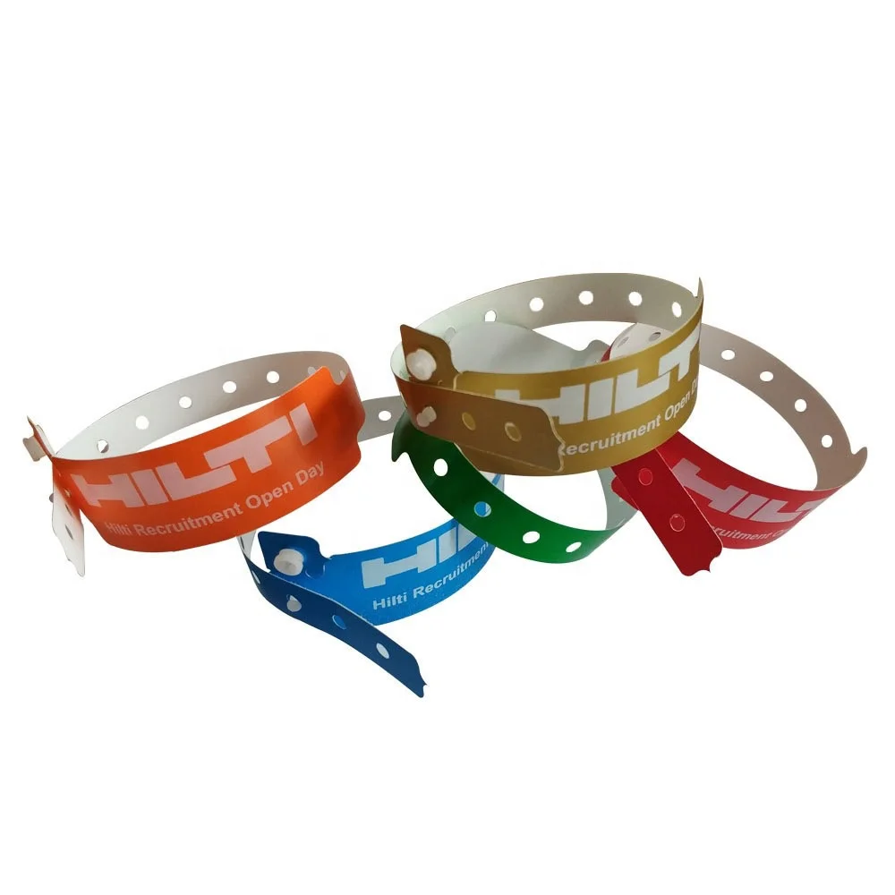 Promotional  PVC Tickets Bracelet Wrist Bands Waterproof Reusable Vinyl Disposable Id Wristbands For Concert