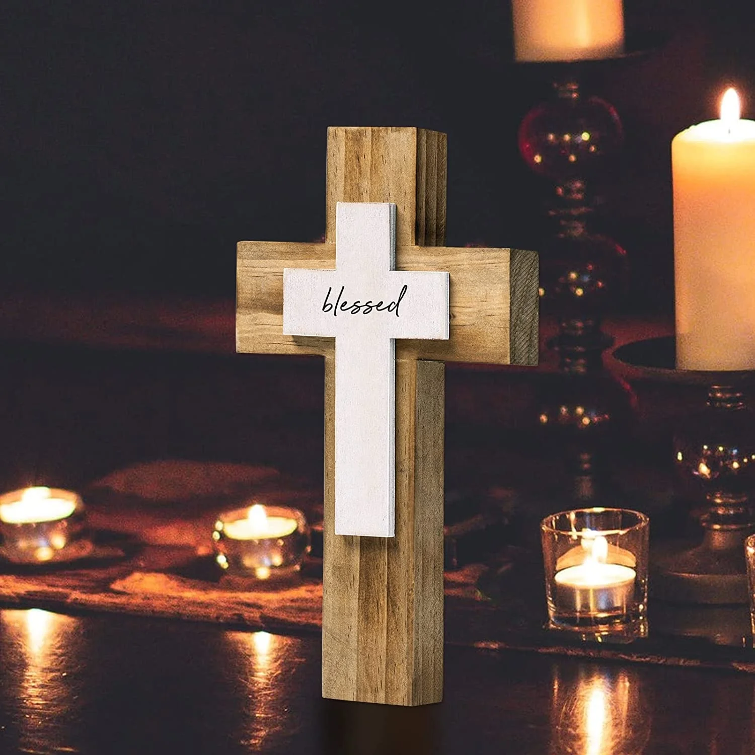 jesus cross wood, natural handmade wall wooden religious christian cross with blessing design church home decor wooden crucifix