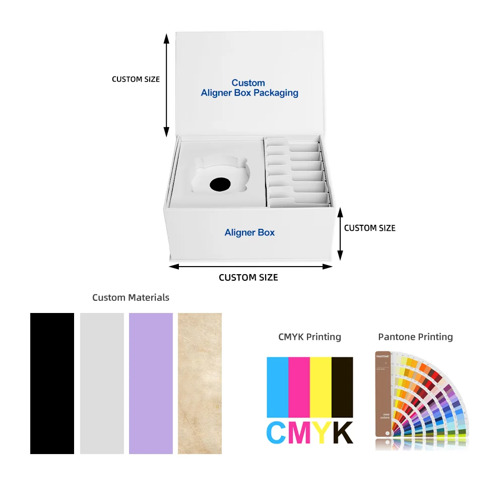 Customized Magnet Dental Clinics Clear Correct Braces Boxes Magnetic Aligner Box With Accessories