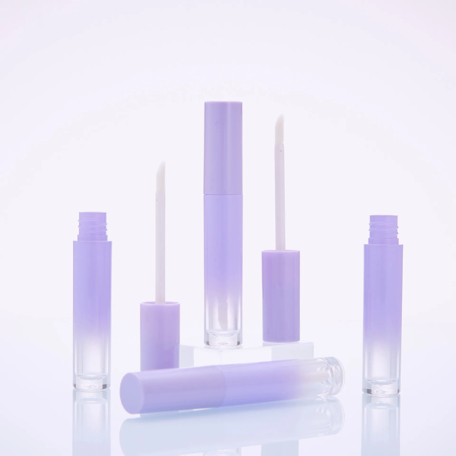 soft cone irregular floral swiggly transparent brand new plastic lipgloss  gradient purple lip gloss tubes custom printed label