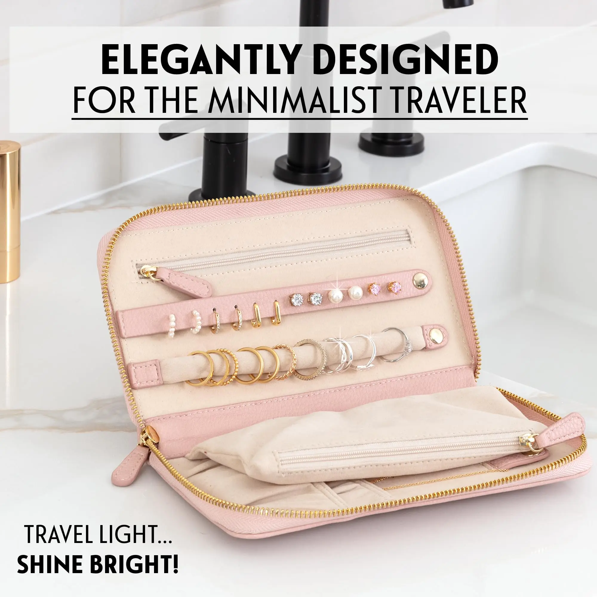 Hanging Jewelry Organizer Bag Travel Foldable Jewelry Roll Storage Case For Traveling Closet Suitcase