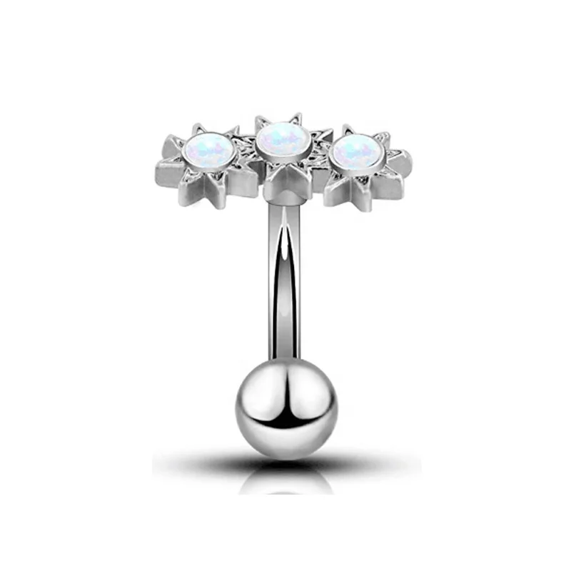 316L Surgical Steel Rook Piercing Jewelry Opal Center Sun Rook Earrings Curved Barbell cartilage earring body jew