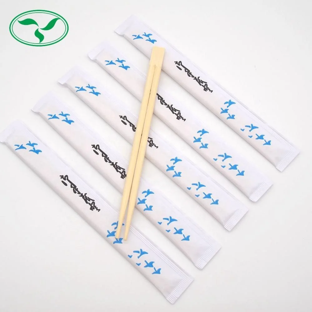 Disposable Take Away Food Chopsticks Bamboo Twins Tensoge Round Square Chopstick With Custom Paper Cover