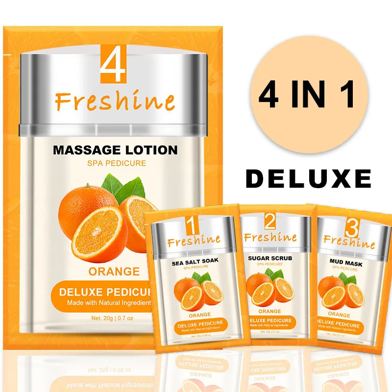 Orange Sugar Scrub Private Label Pedicure Deluxe Foot Kit In A Box 4 In 1 Kid Pedicure Spa Set Feet Pedicure Sugar Kit At Home