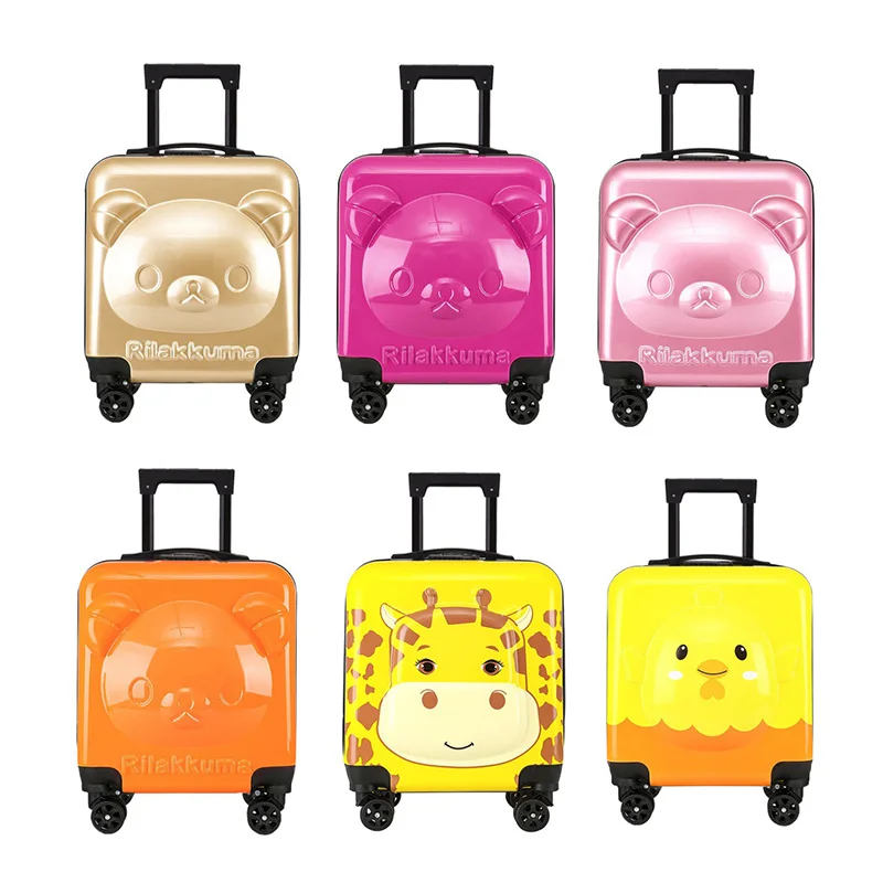 Custom logo girl kids suitcase luggage for children 3D cartoon suitcase Carry-On Suitcase  with Wheels Trolley