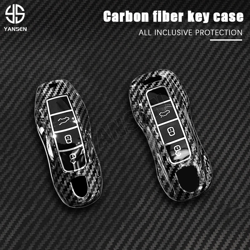 For Porsche Boxster Cayman Panamera Cayenne 911 car key cover 918 997 991 carbon fiber key case car accessories protection cover