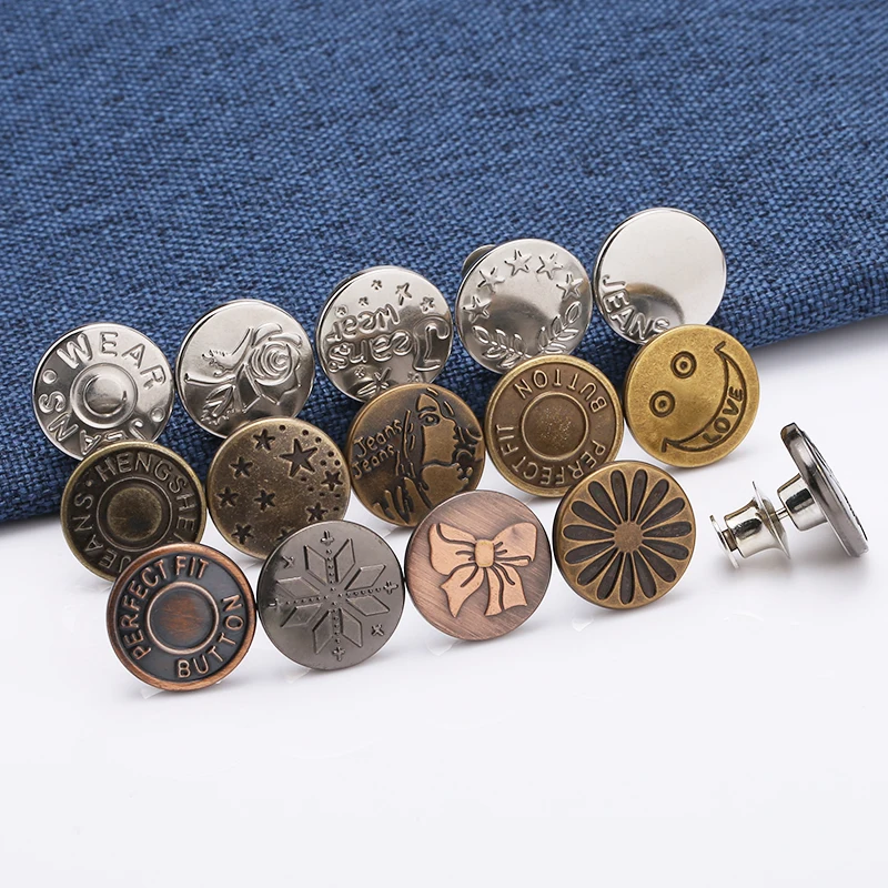 High-quality Metal Jeans Button Pins Screw Removable Adjustable Buttons for pants