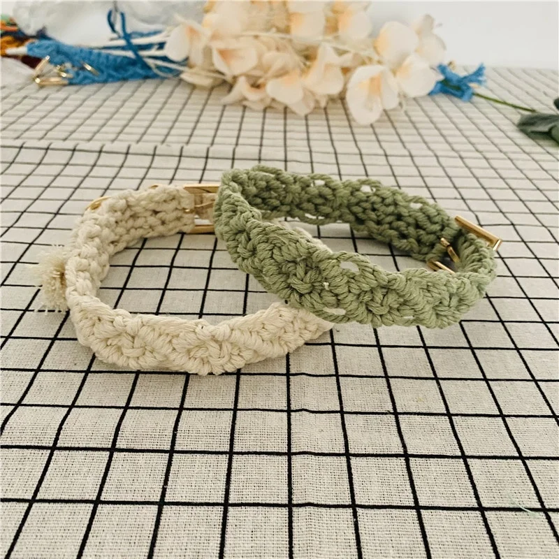 Wholesales Customized adjustable Macrame dog collar Luxury Custom Color Macrame Hand Woven dog collars