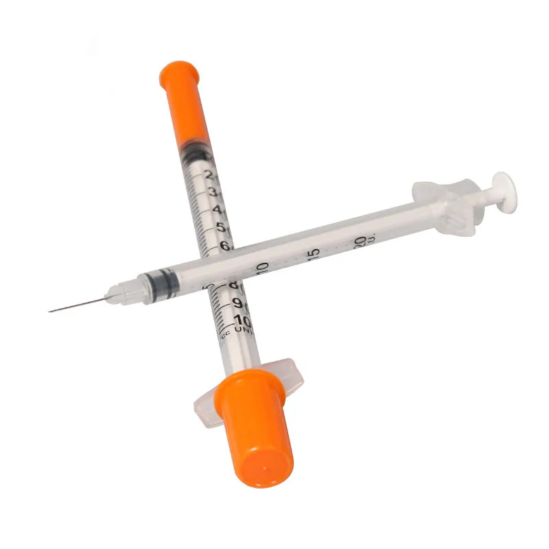 
medical 1ml orange cap insulin syringe with needle 