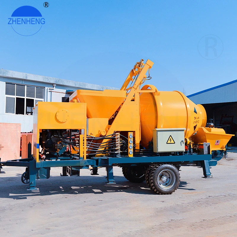 Trailer Mounted Diesel Engine Mobile Concrete Pump Construction Machinery Concrete Mixer Pump