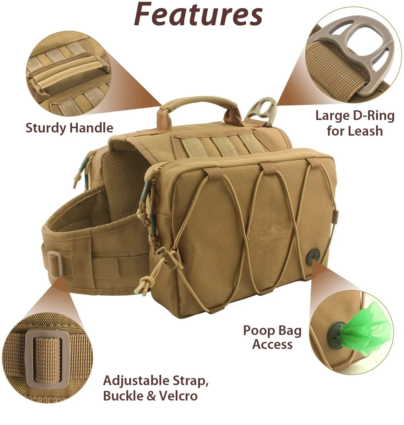Saddle Bag Dog Backpack Useful Outdoor Hiking As Camping Gear