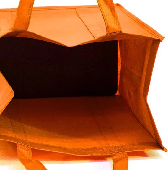 Eco Promotional Grocery Gift Shopping Recycled Sewing Self-Supporting Tote Large Orange Non Woven Bag