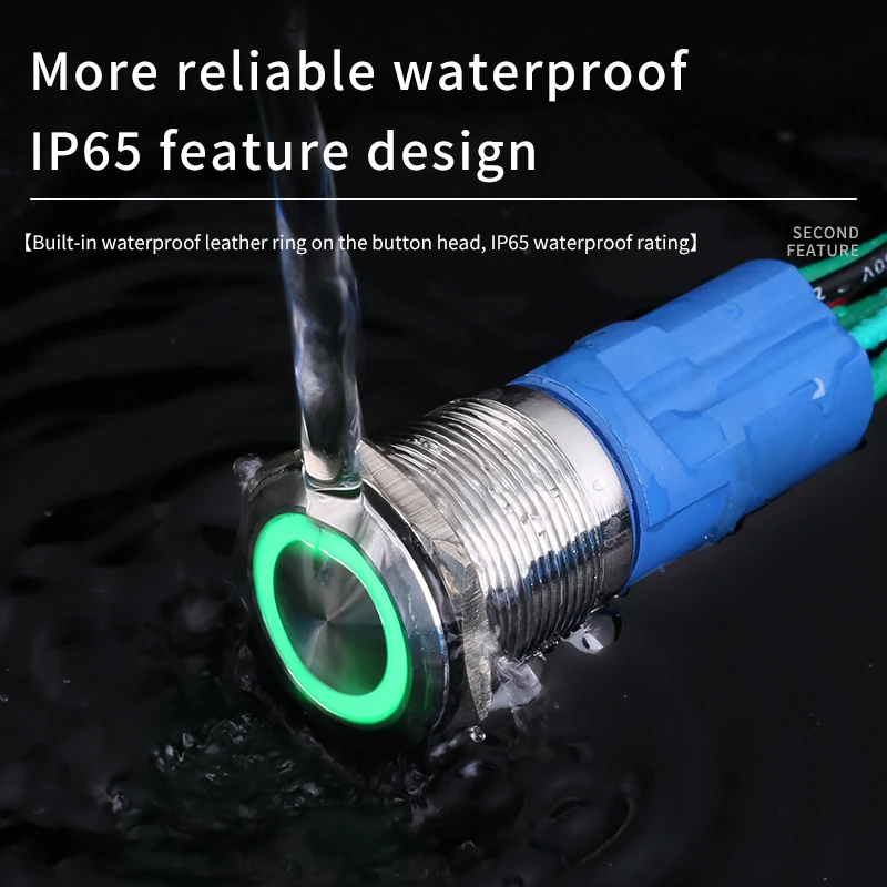 high current rgb 1no1nc stainless steel pin terminal 6v-48v lights metal button push switch industrial