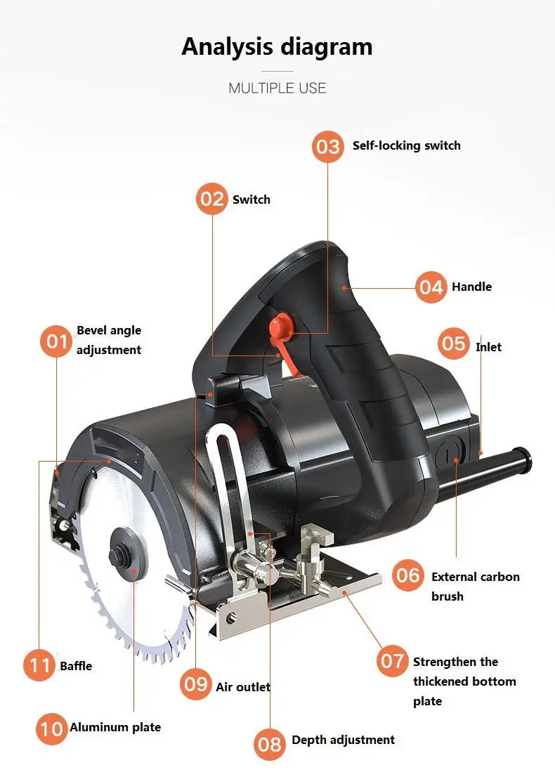 1250W Tile Saw Electric Stone Cutting Machine Marble Saw Cutter