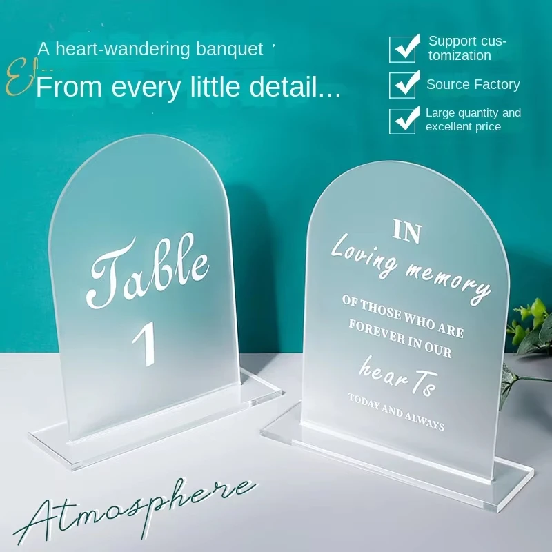 Custom DIY Wedding Table Number Plate Transparent Acrylic Card for Party Banquet Seat Display