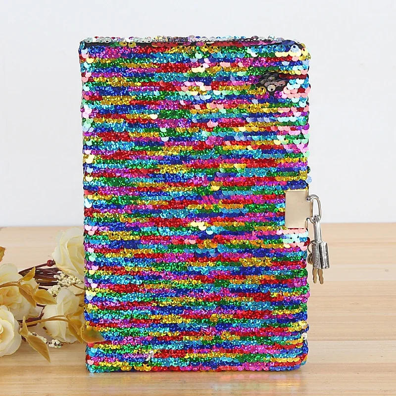 Hottest 2022 Glitter Paillette Journal Reusable Notebook With Lock