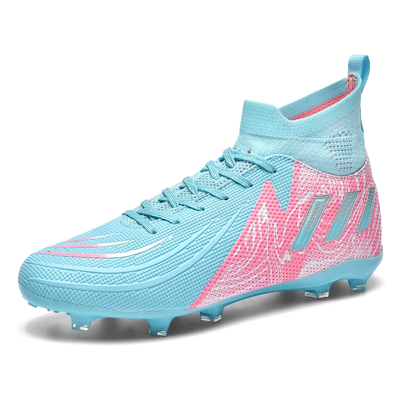 High Top Soccer Shoes Football Adult and Children Size Sport Shoes Colorful Long Nail Training Soccer Boots Football Shoes