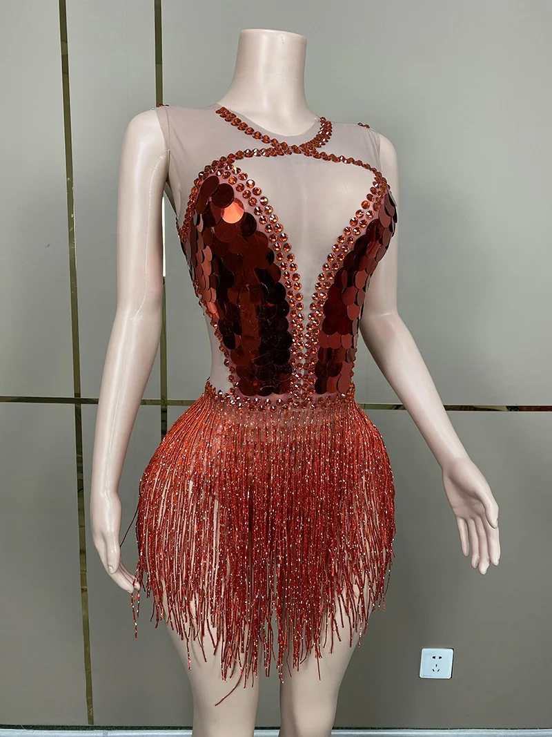 New Tassel Latin Dance Dress Samba Costumes Sequins Women Latin Ballroom Dresses