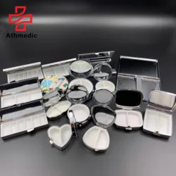 2022 Athmedic food grade 3 case round circle mirror jewelry promotional mirror decorate metal pill case box