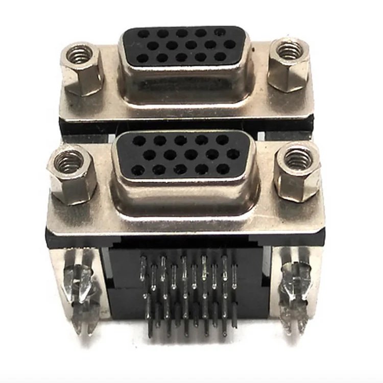 High Quality Custom Wholesale Dual Port Side D-SUB HDR 15P Connector